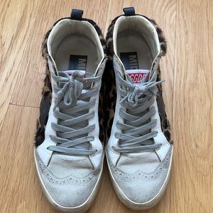 Golden Goose Leopard Hair Mid Sneakers